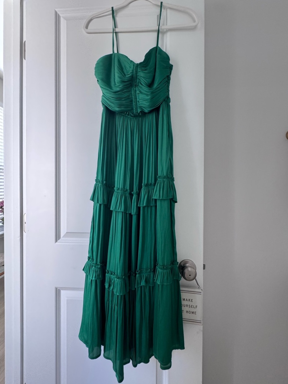 Aqua Emerald Green Spaghetti Strap Tiered Maxi Dress - Picture 2 of 4